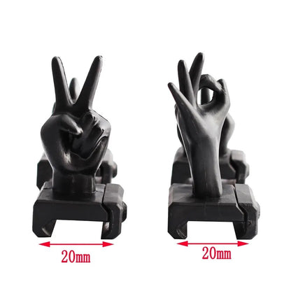 Tactical hunting 4 Pcs Set Finger Thumb Iron Sights Front and Rear Sets with 20mm mount